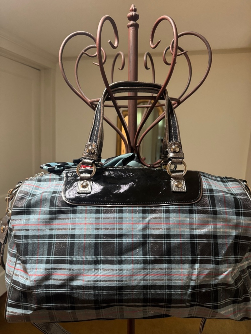 Coach Poppy Limited Addition Tartan Glam Travel Duffle with Shoulder Strap - Picture 7 of 9